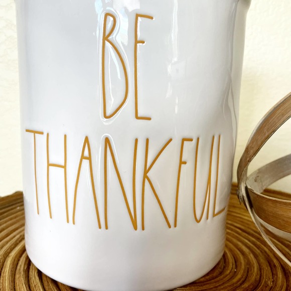 Rae Dunn LL Utensil Holder Be Thankful White Orange - Picture 4 of 4